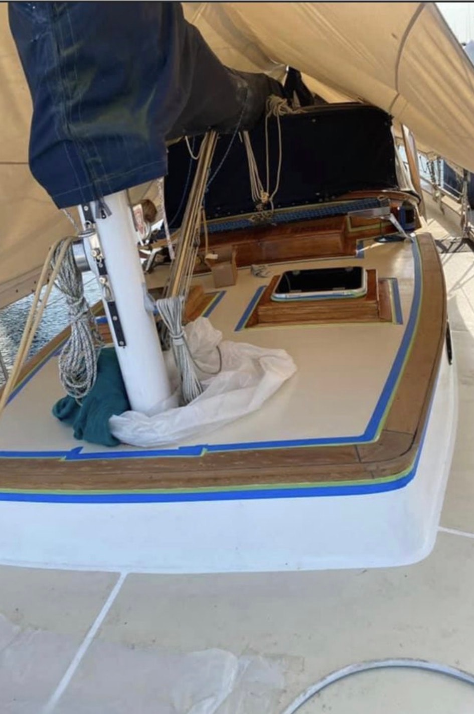 Sailboat brightwork restoration by Invictus Marine